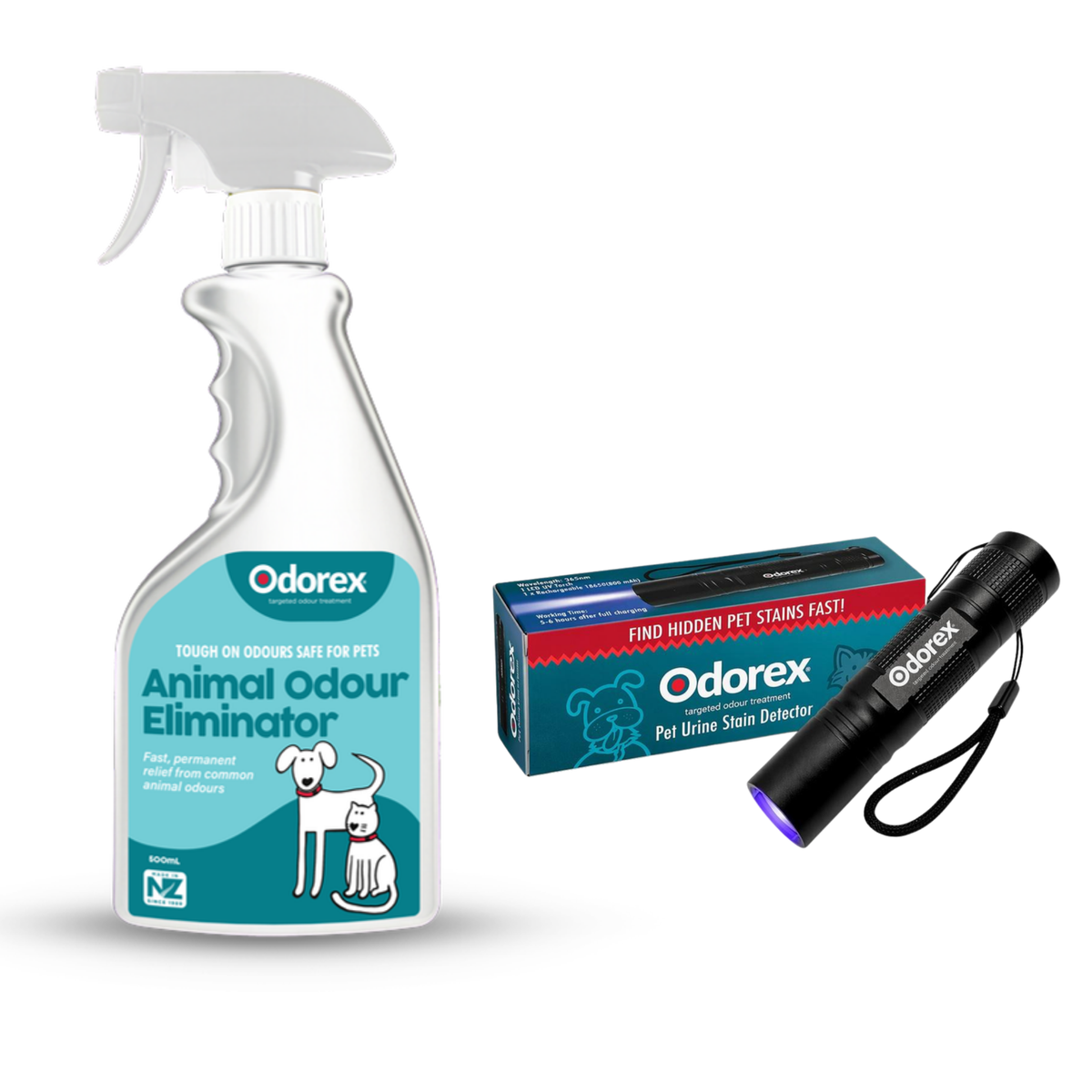 Odorex Dog Pee Kit: Animal Odour Eliminator 500ml and Pet Urine Stain Detector
